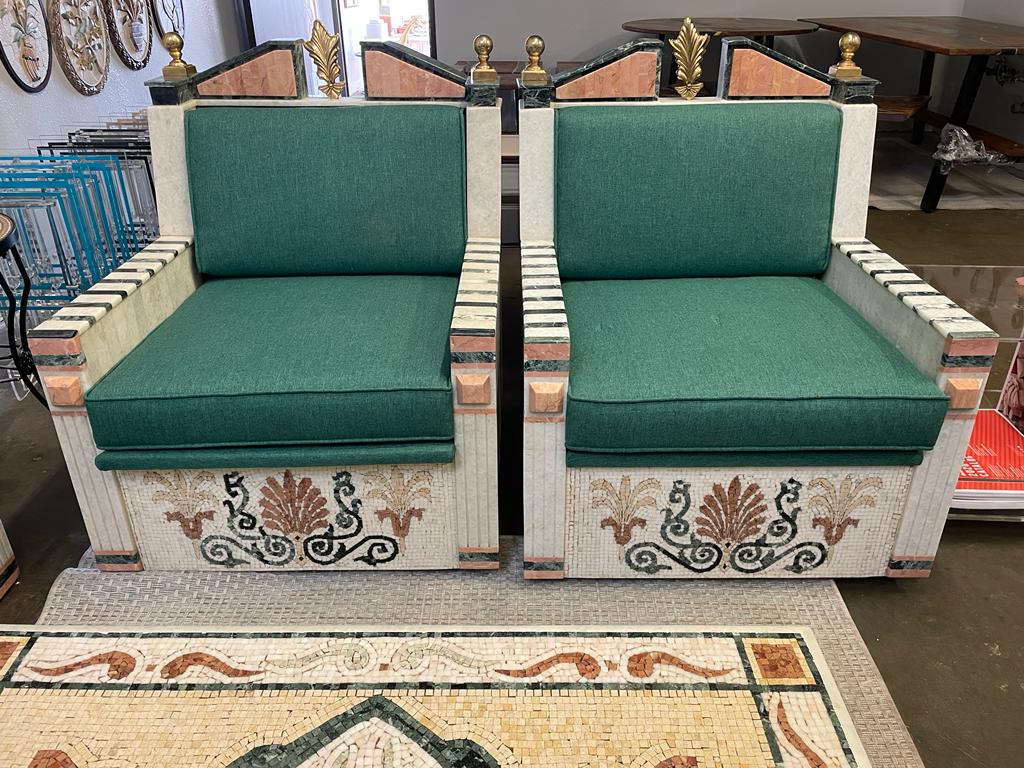 Vintage Marble Mosaic 7 Seater Sofa Set & Coffee Table Handmade Very Unique and one of a Kind