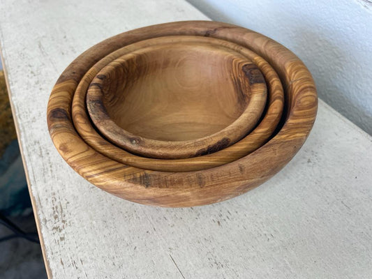 Olive Wood Nesting Bowls Set of 3 Handmade Hand Crafted