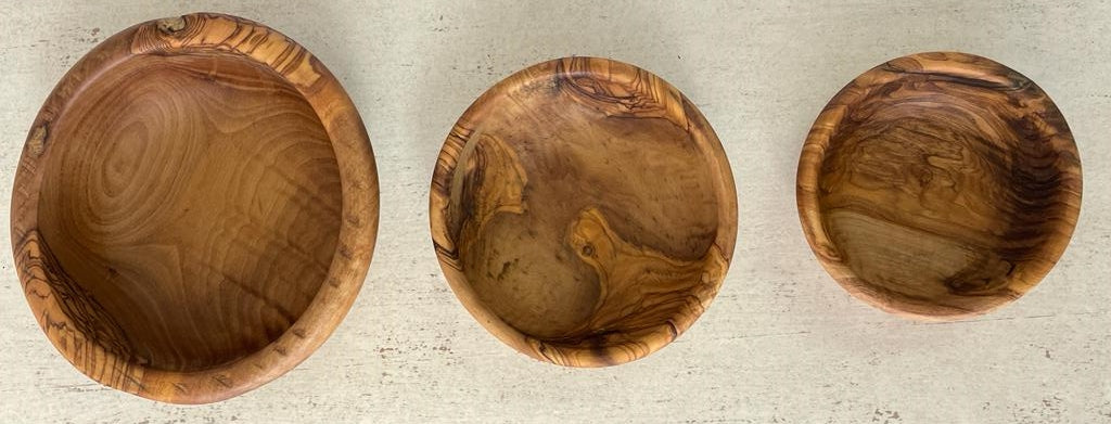 Olive Wood Nesting Bowls Set of 3 Handmade Hand Crafted