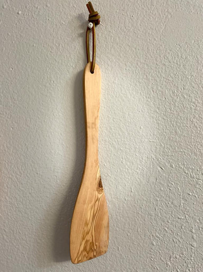 Premium Rustic Handmade Olive Wood Spatula\ Olive Wood Spatula with holes\ Olive Wood Spoon\ Cooking Wooden Kitchen Utensils 12 inches