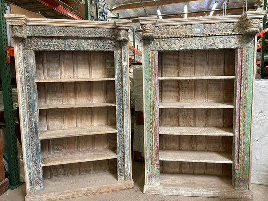 Handmade Vintage Antique Teak Wood Shelf Cabinet | Carved Cabinet | Decor Cabinet | Bookcase | Indian Decor