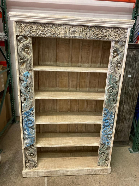 Handmade Vintage Antique Teak Wood Shelf Cabinet | Carved Cabinet | Decor Cabinet | Bookcase | Indian Decor