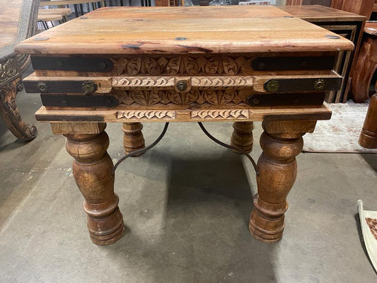 Handmade Vintage Antique Solid Wood Side Table| Indian Side Table| Carved End Table | Decorative Table| Rustic End Table| Indian End Table