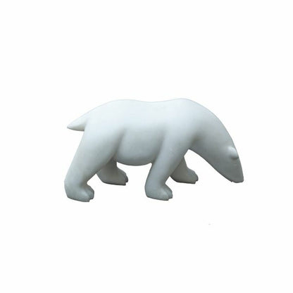 Natural White Marble Polar Bear Statue Handmade