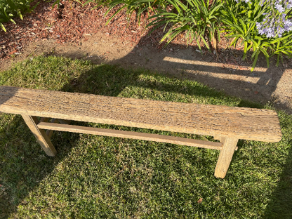 Antique Rustic Vintage Country Board Bench Weathered Natural Wood.