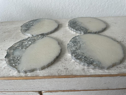 Circular Wavy Resin Epoxy Coasters Set of 4 Hand made