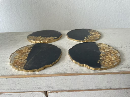 Circular Wavy Resin Epoxy Coasters Set of 4 Hand made