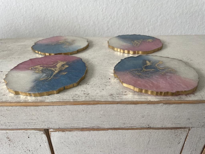 Circular Wavy Resin Epoxy Coasters Set of 4 Hand made