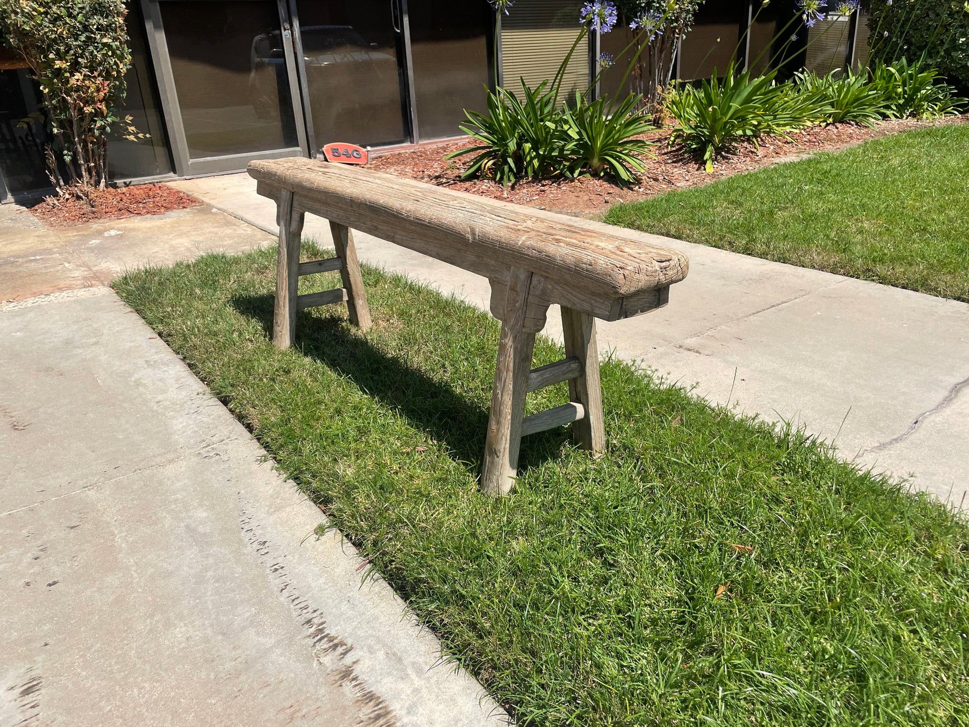 Antique Rustic Vintage Noodle Bench with Front Panel Scholars Bench (handmade).