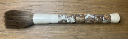 16" Calligraphy Brush Hand Carved Cylinder Jade Dark Brown