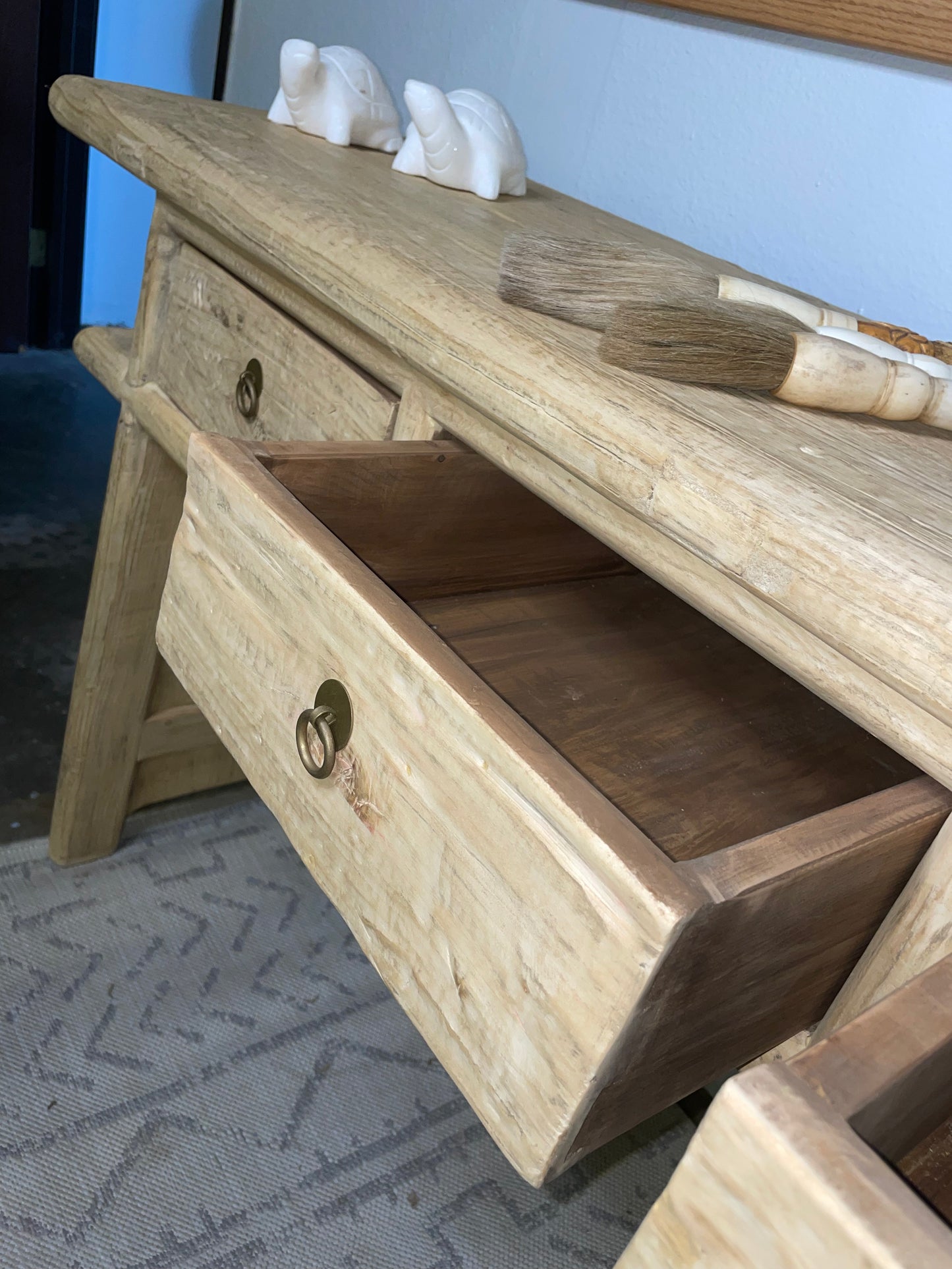 Handmade Vintage Console Table with Three drawers Natural pine (around 5ft )