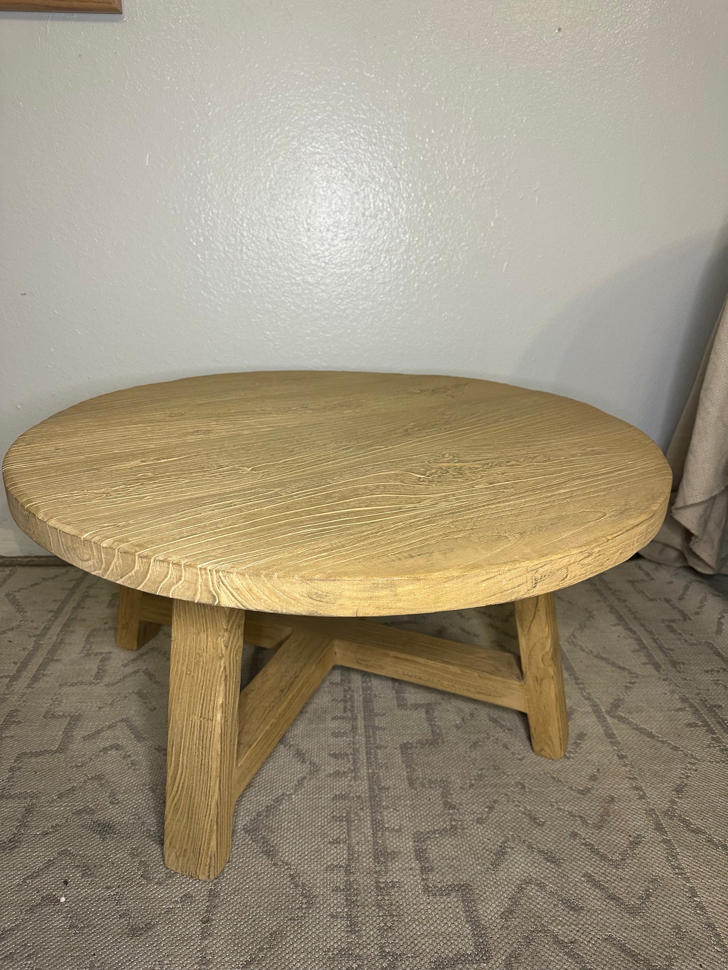 Handmade 18 INCHES (H) Round Coffee Table Crossed Leg Weathered Natural (MULTIPLE SIZES )