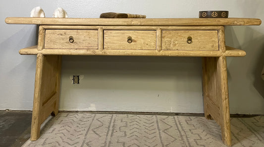 Handmade Vintage Console Table with Three drawers Natural pine (around 5ft )