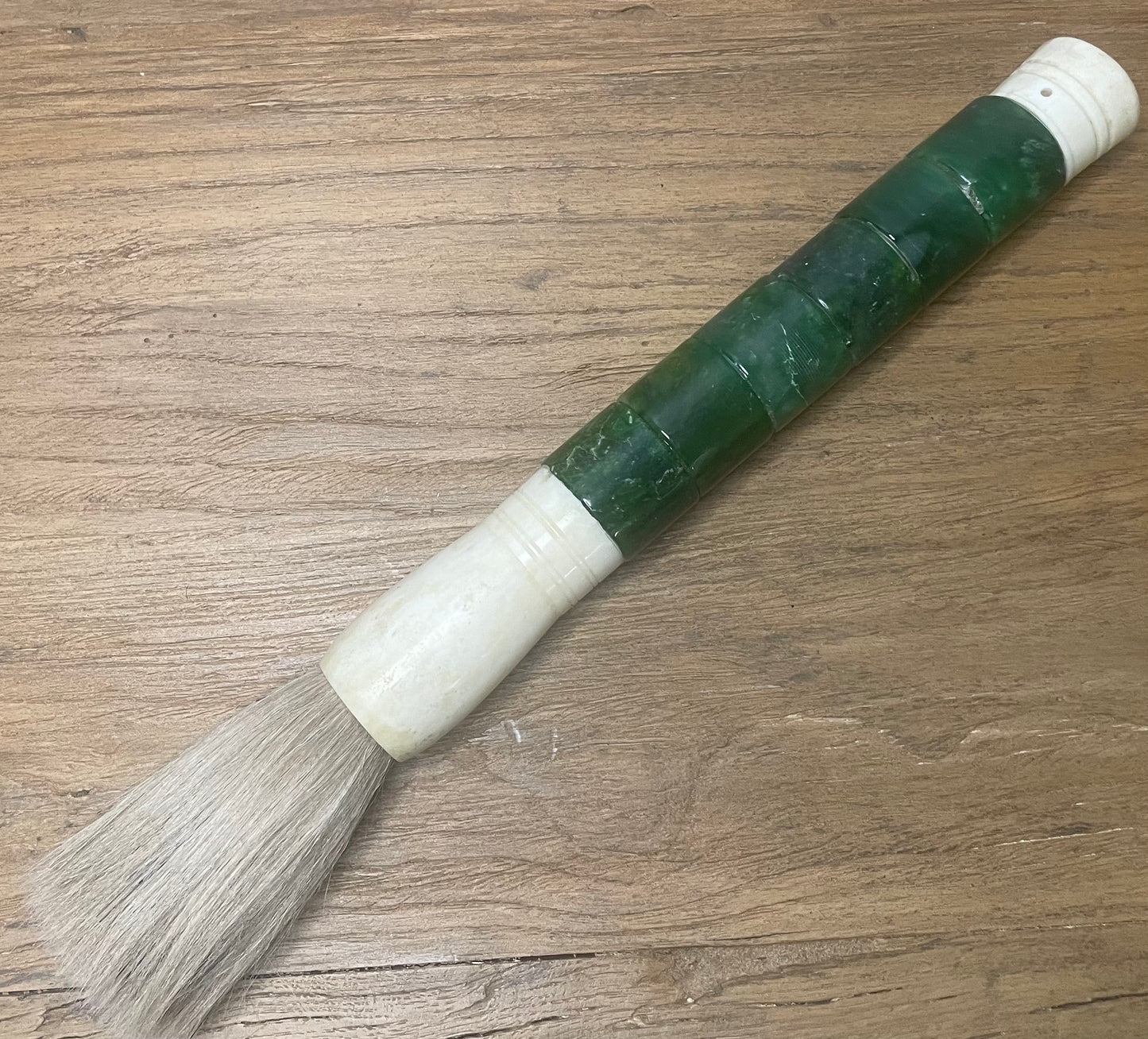 Green Jade Calligraphy Brush / 14 inches Dark and light