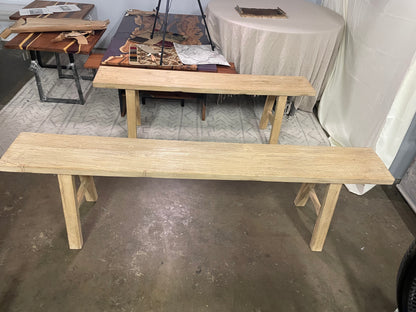 Handmade Reclaimed Wide Elm Wood Bench / Long Solid Wood Bench / Vintage Style