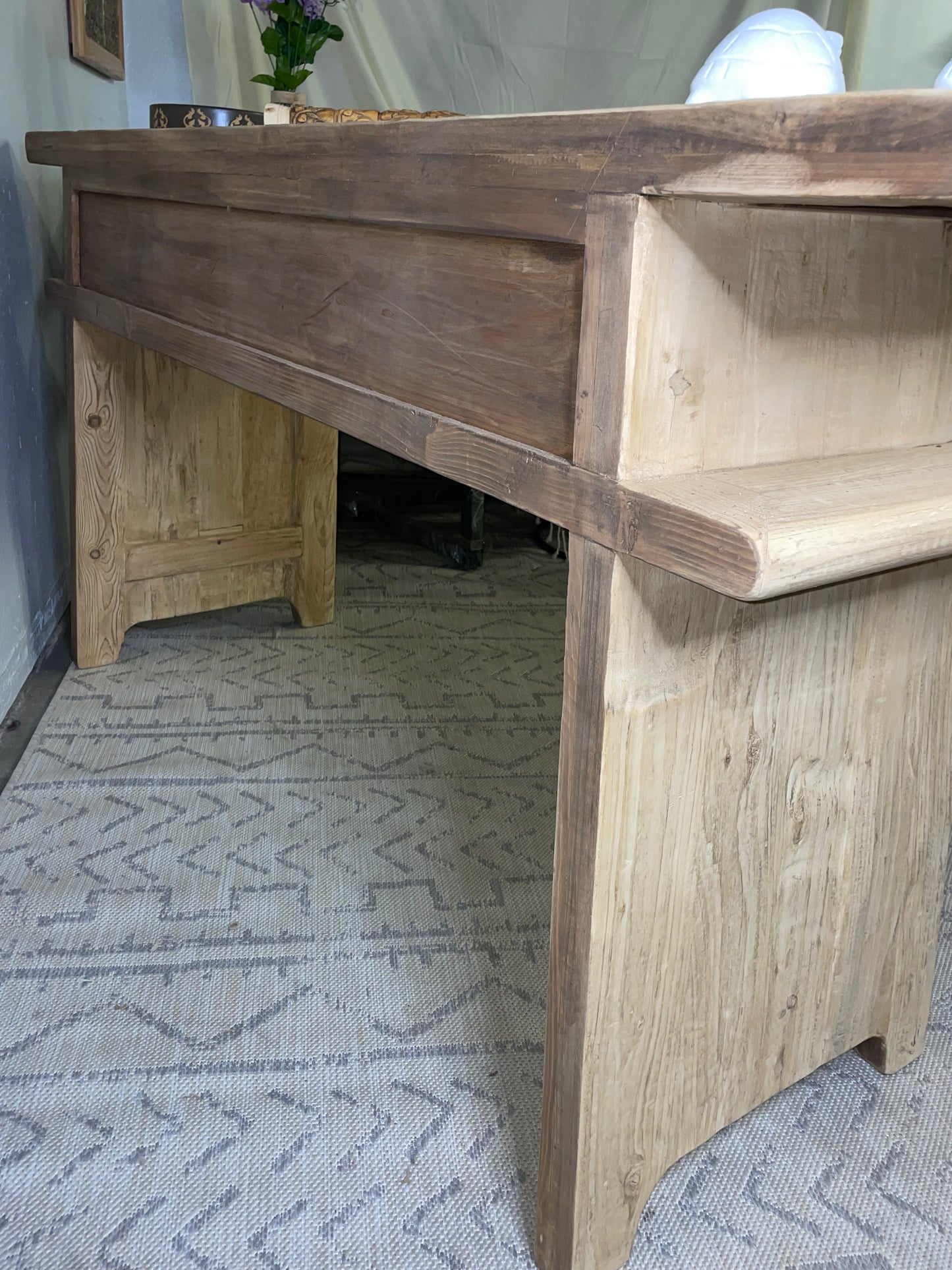 Handmade Vintage Console Table with Three drawers Natural pine (around 5ft )