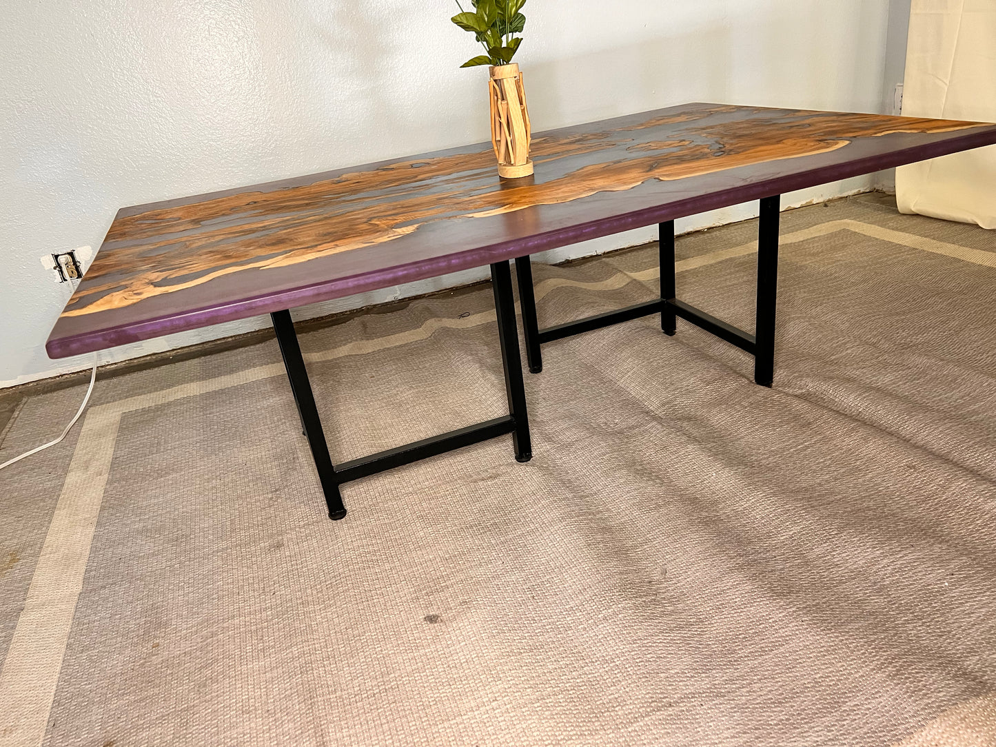 Epoxy Resin Olive Wood Rectangular Coffee Table/Modern Table Purple 54 X 34 X 19.5 inches Handmade