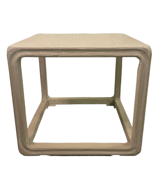 Handmade Square Side Table Weathered whitewash