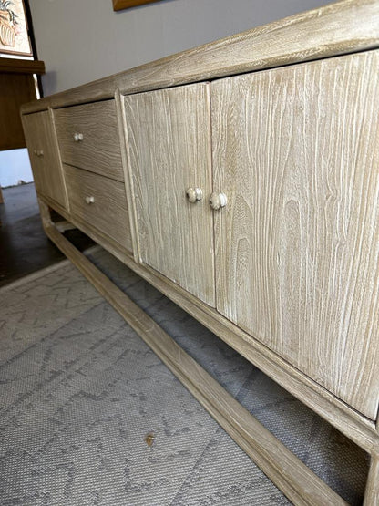 Ming Media Console with Drawers Weathered whitewash 71x18x24