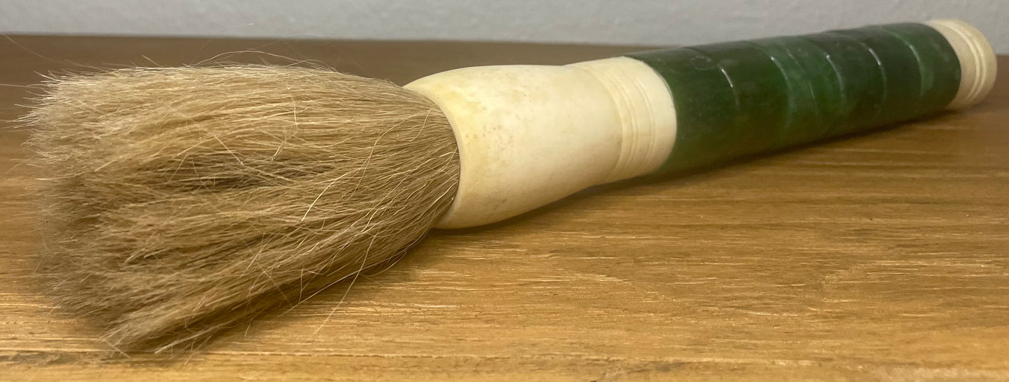 Green Jade Calligraphy Brush / 14 inches Dark and light