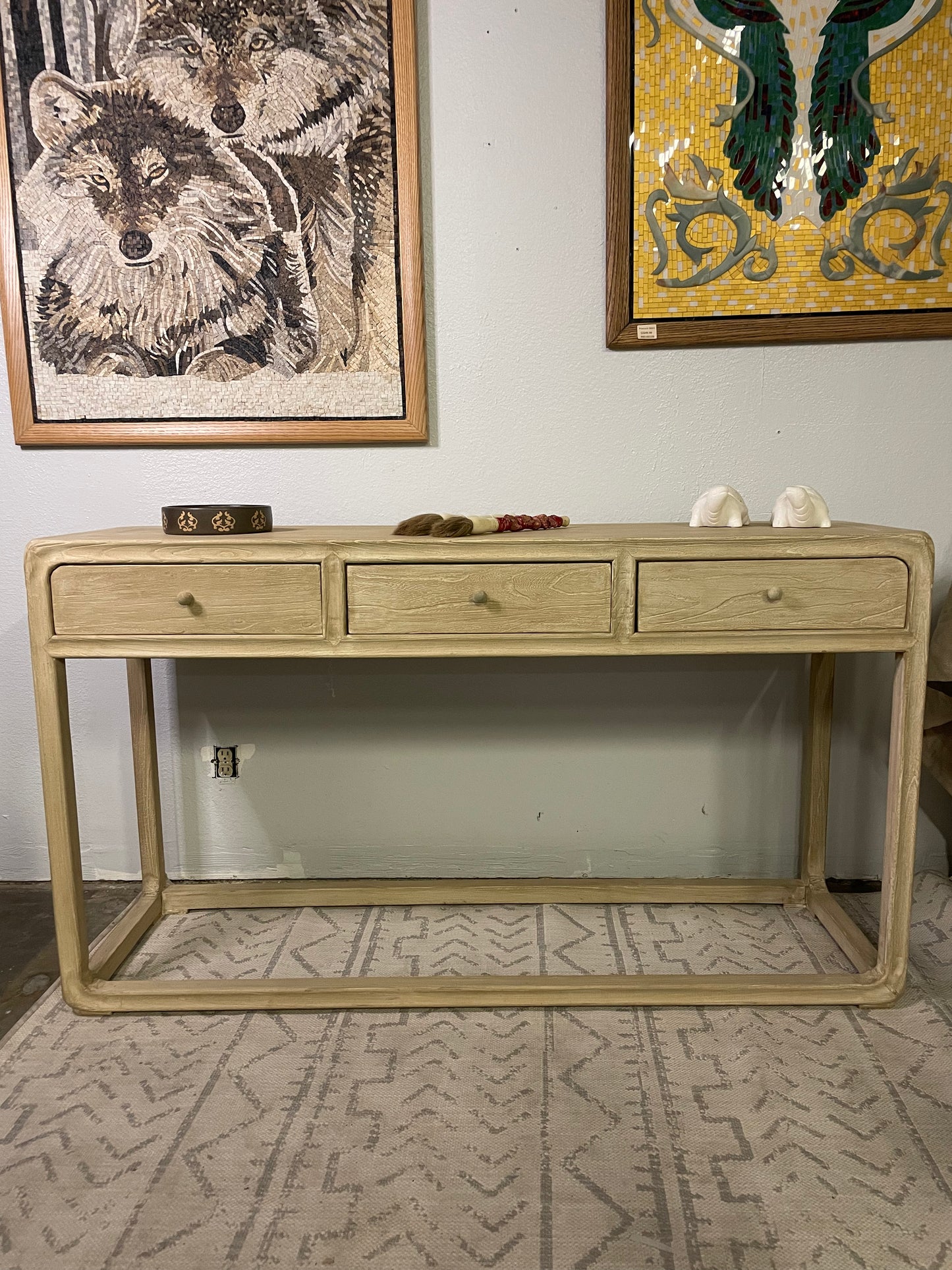 Hand made Ming Console Table With 3 Drawers-Weathered / multiple sizes and color