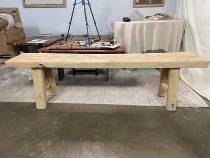 Handmade old pine wood bench